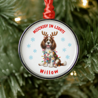 Ornement En Métal Festif Aquarelle Springer Spaniel Snowflakes Chien