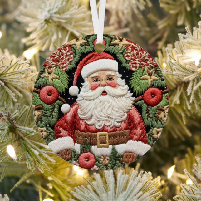 Ornement En Métal Festive Père Noël Noël Faux brodé (Insitu)