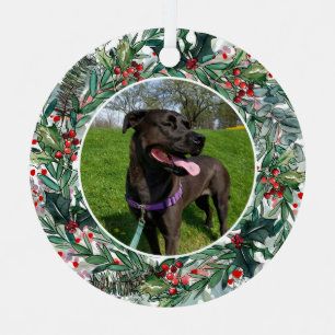 Ornement En Métal Fête Animaux Festive Wreath Photo personnalisée