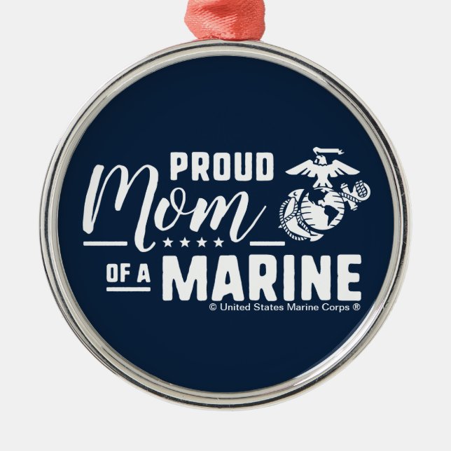 Ornement En Métal Fier maman d'une Marine - Blanc (Devant)