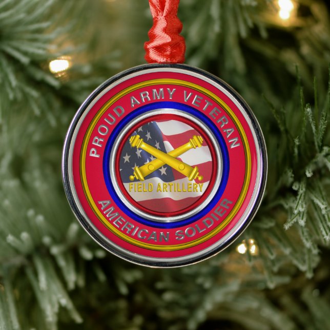 Ornement En Métal Fière Armée Vétéran Terrain Artillerie Noël (Arbre)