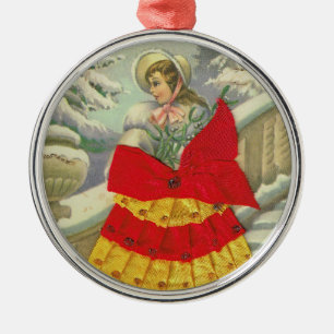 Ornement En Métal Fille victorienne en hiver