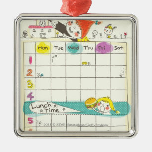 Ornement En Métal Filles jouant par l'école et l'horaire