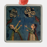 Filles pilotant des cerfs-volants, peinture