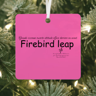 Ornement En Métal Firebird Leap Hot Rose et Black Sq.