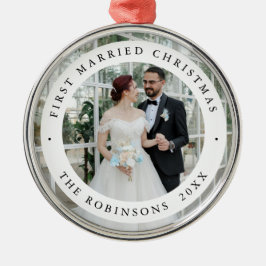 Ornement En Métal First Married Christmas Photo Modern Keepsake
