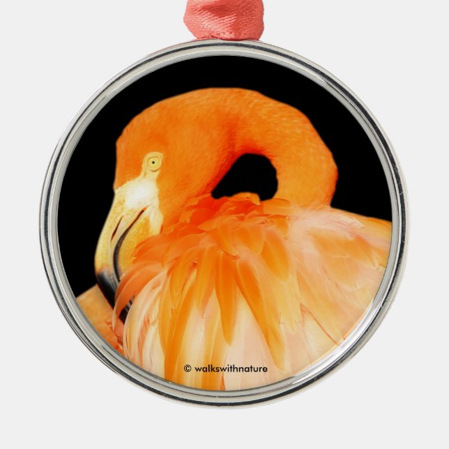 Ornement En Métal Flamant rose élégant au soleil d'été (Devant)