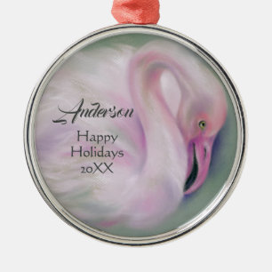 Ornement En Métal Flamant rose rose doux Pastel Personnalisé