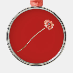 Ornement En Métal Fleur de Gerbera Rouge Pâle
