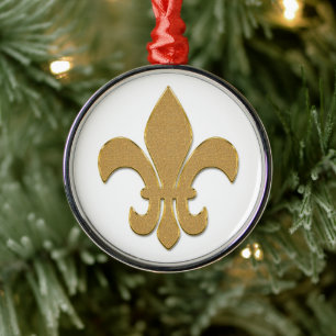 Ornement En Métal Fleur de lis en or brillant
