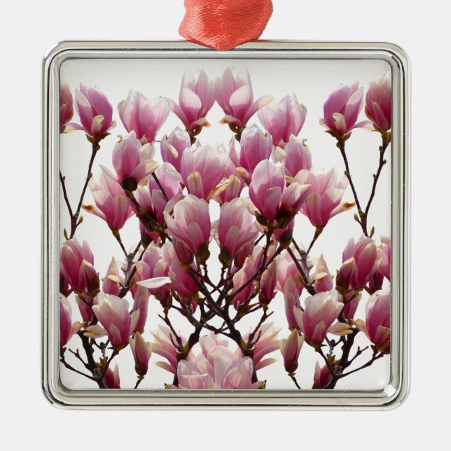 Ornement En Métal Fleur de printemps rose florissante Magnolias (Devant)