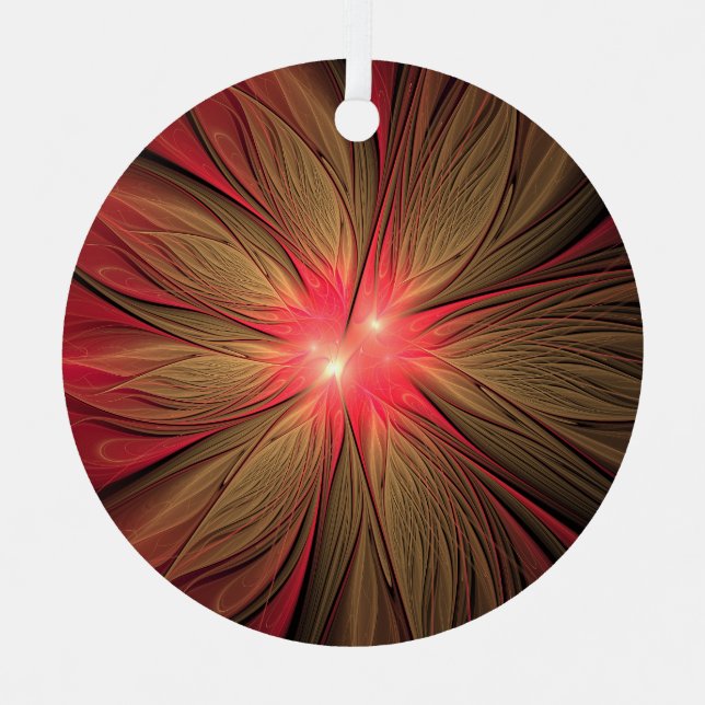 Ornement En Métal Fleur fractale de fansy rouge (Recto)