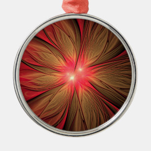 Ornement En Métal Fleur fractale de fansy rouge