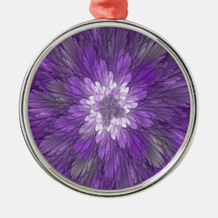 Ornement En Métal Fleur psychédélique violette Abstraite Fractal Art