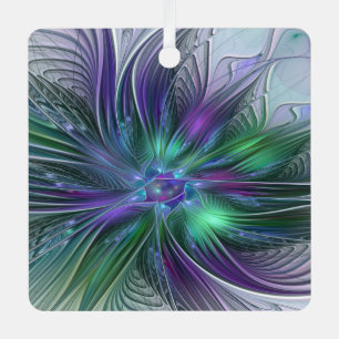 Ornement En Métal Fleur verte abstraite moderne fractale violette