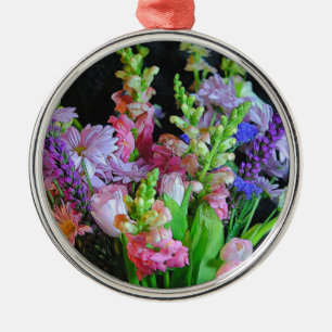 Ornement En Métal Fleurs mixtes roses et violettes