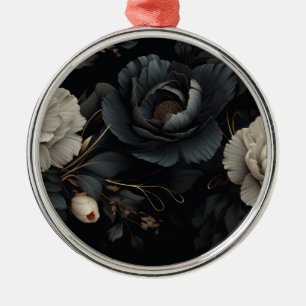 Ornement En Métal Fleurs noires et blanches