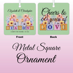 Ornement En Métal fleurs vertes pour le 60e anniversaire de mariage