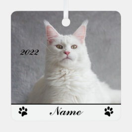 Ornement En Métal Fluffy blanc Maine Coon Cat personnalisé