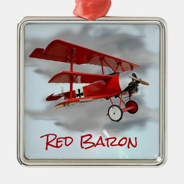 Ornement En Métal Fokker Triplane de baron rouge (Devant)