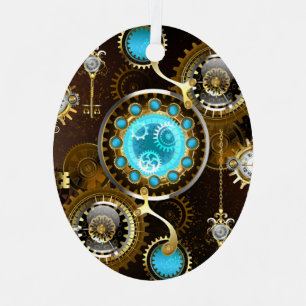 Ornement En Métal Fond rouillé Steampunk avec verres turquoise