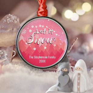 Ornement En Métal Forêt de neige rose sur mesure Joyeux Noël