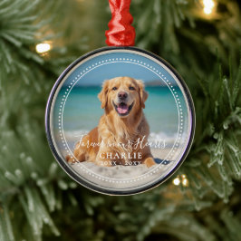 Ornement En Métal Forever in our Hearts Pet Memorial Name Photo