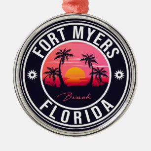 Ornement En Métal Fort Myers Beach Retro - Florida Souvenirs