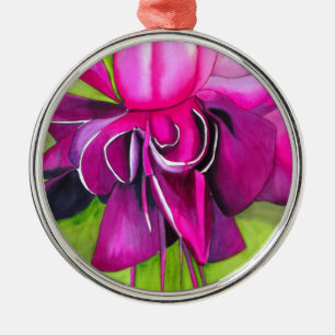 Ornement En Métal Fuchsia rose pop art fleur aquarelle