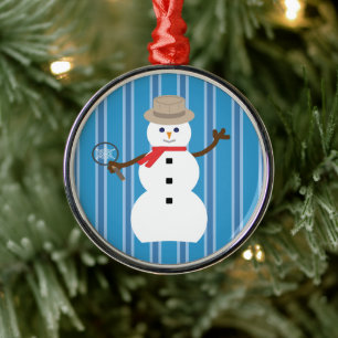 Ornement En Métal Fun and Fancy Blue Snowman Inspecteur