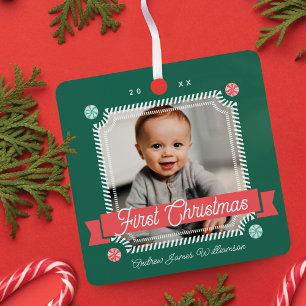 Ornement En Métal Fun Candy premier Sucre de canne de Noël Cadre pho