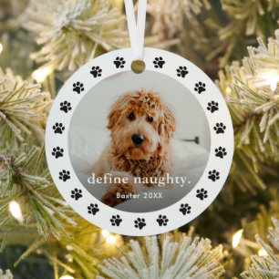 Ornement En Métal Funny empreinte de patte 2 Photo Animal de Noël
