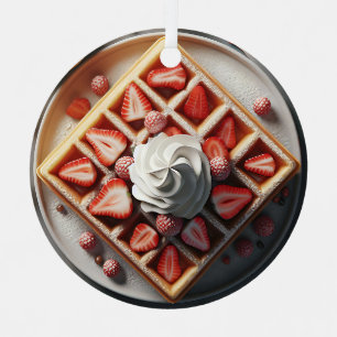 Ornement En Métal gaufres Crème et fraises gaufrées Noël