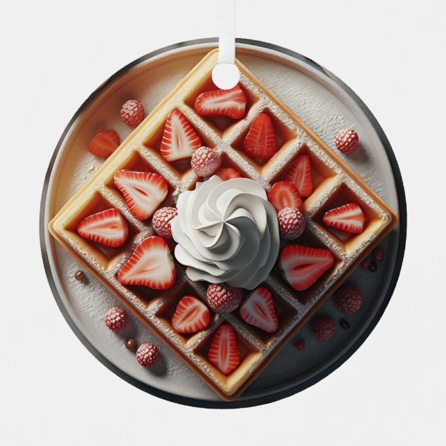 Ornement En Métal gaufres Crème et fraises gaufrées Noël (Recto)