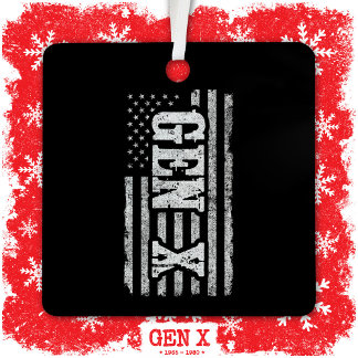 Ornement En Métal Gen X Gen Xer Génération X American Flag Gen X