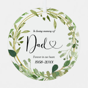 Ornement En Métal Géométrie verdoyante en mémoire d'amour de papa