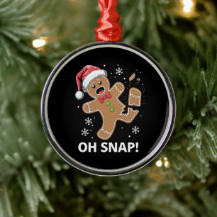 Ornement En Métal Gingerbread Man Oh Snap Christmas Funny Cookie