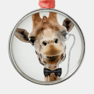 Ornement En Métal Giraffe drôle avec Bowtie et Monocle
