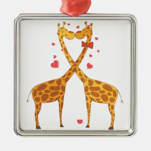 Ornement En Métal Giraffes en amour