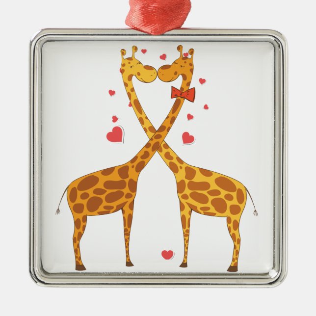 Ornement En Métal Giraffes en amour (Devant)