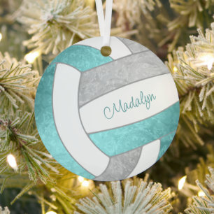 Ornement En Métal girly aqua gris keepsaké volleyball cadeaux
