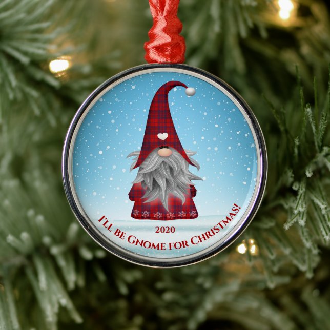 Ornement En Métal Gnome rouge et bleu - Gnome pour Noël (Arbre)