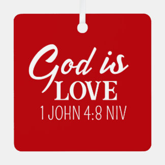 Ornement En Métal God is Love Bible Verse Christian Faith Red