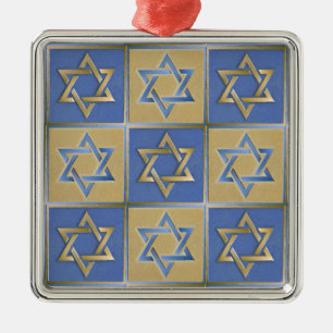 Ornement En Métal Gold Blue Star de David Art Panels