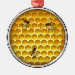 Ornement En Métal Golden Honeycomb avec abeilles de miel Personnalis