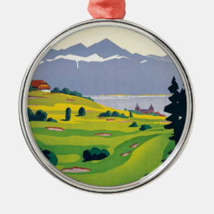 Ornement En Métal Golf vintage Lausanne City Lac Suisse