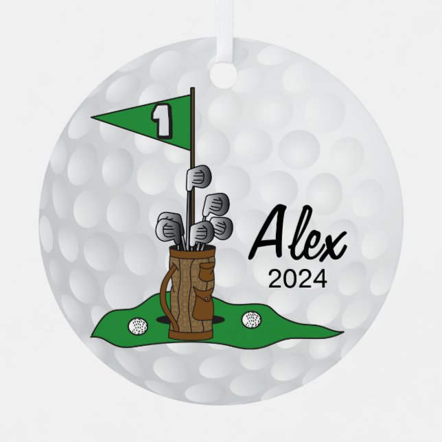 Ornement En Métal Golfer 🏌️ ‍ ♀️ sur le vert | Golf (Recto)