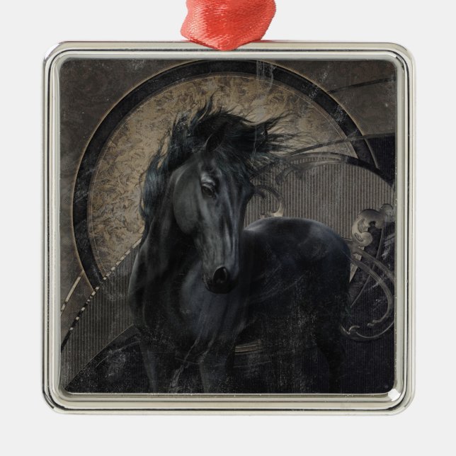 Ornement En Métal Gothic Friesian Horse (Devant)
