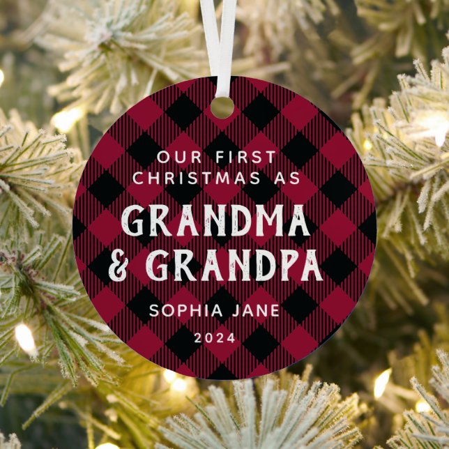 Ornement En Métal Grand-parents Noël Nouveau bébé Photo Plaid (Insitu)