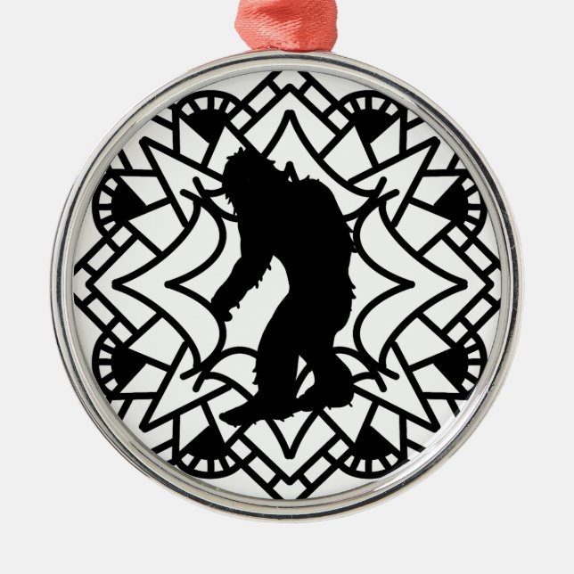 Ornement En Métal Gros pied, Sasquatch dans un Mandala (Devant)